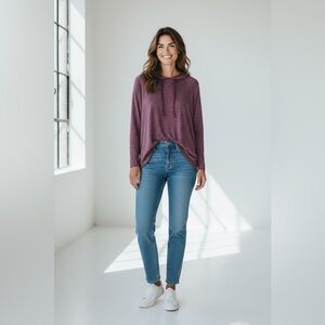 Joan Vass Woman Hooded Pullover Purple Size 1X